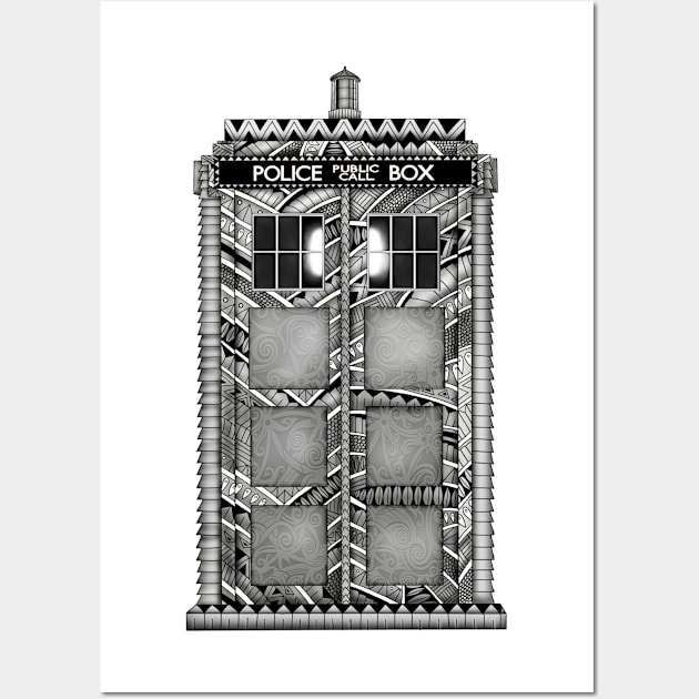 Phone booth with pattern Wall Art by Dezigner007